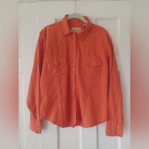 🏵🐎🧡Skully Women's Cowboy Cowgirl Long Sleeve Pearl Snap Shirt M